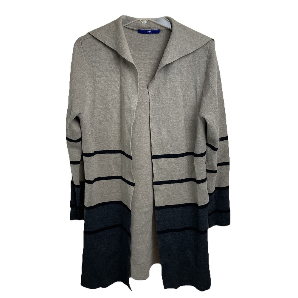 Women's Apt 9 Knit Open Long Cardigan Sweater Black Gray Size L